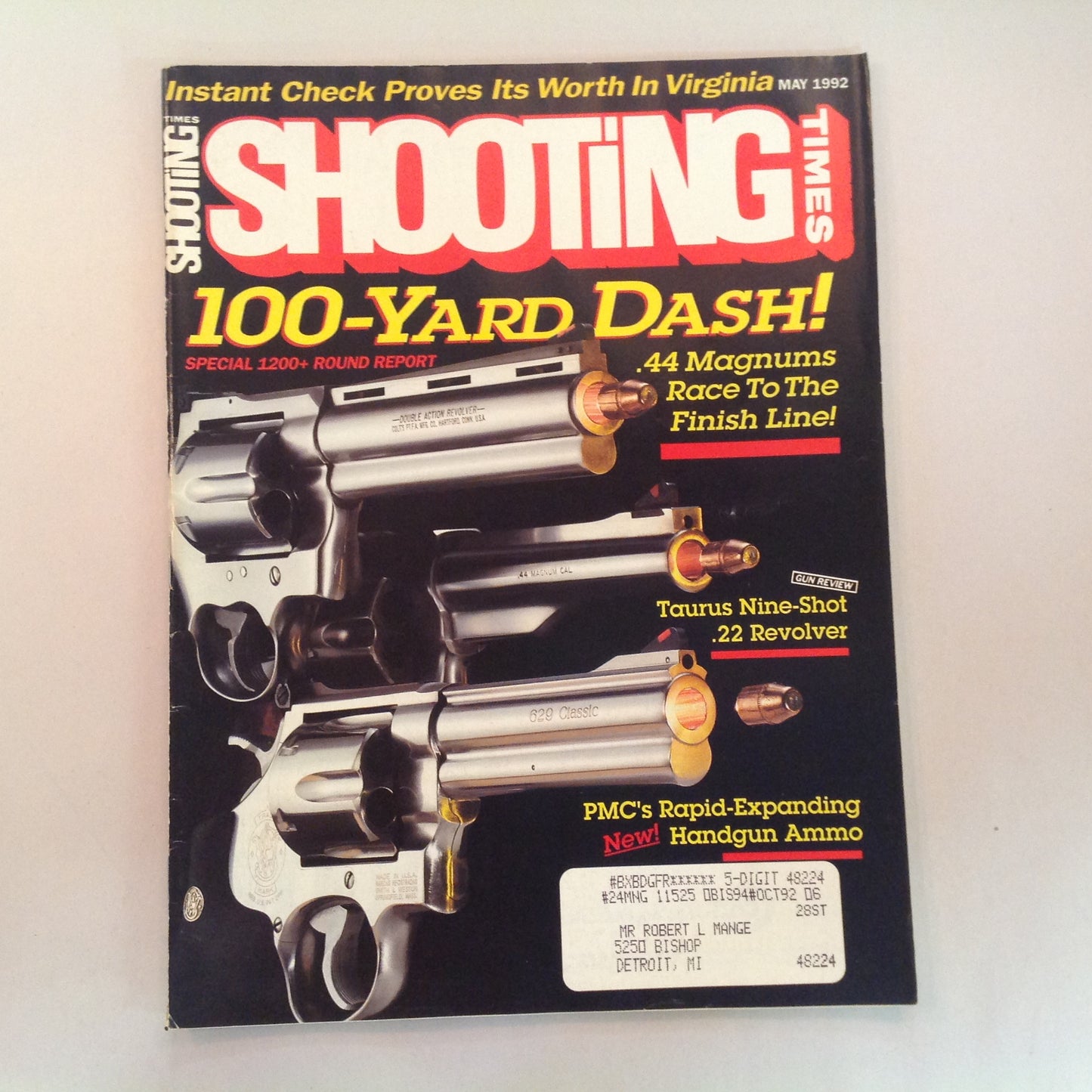 Vintage May 1992 Shooting Times Magazine 100-Yard Dash 1200+ Round Report PMC Rapid Expanding Handgun Ammo