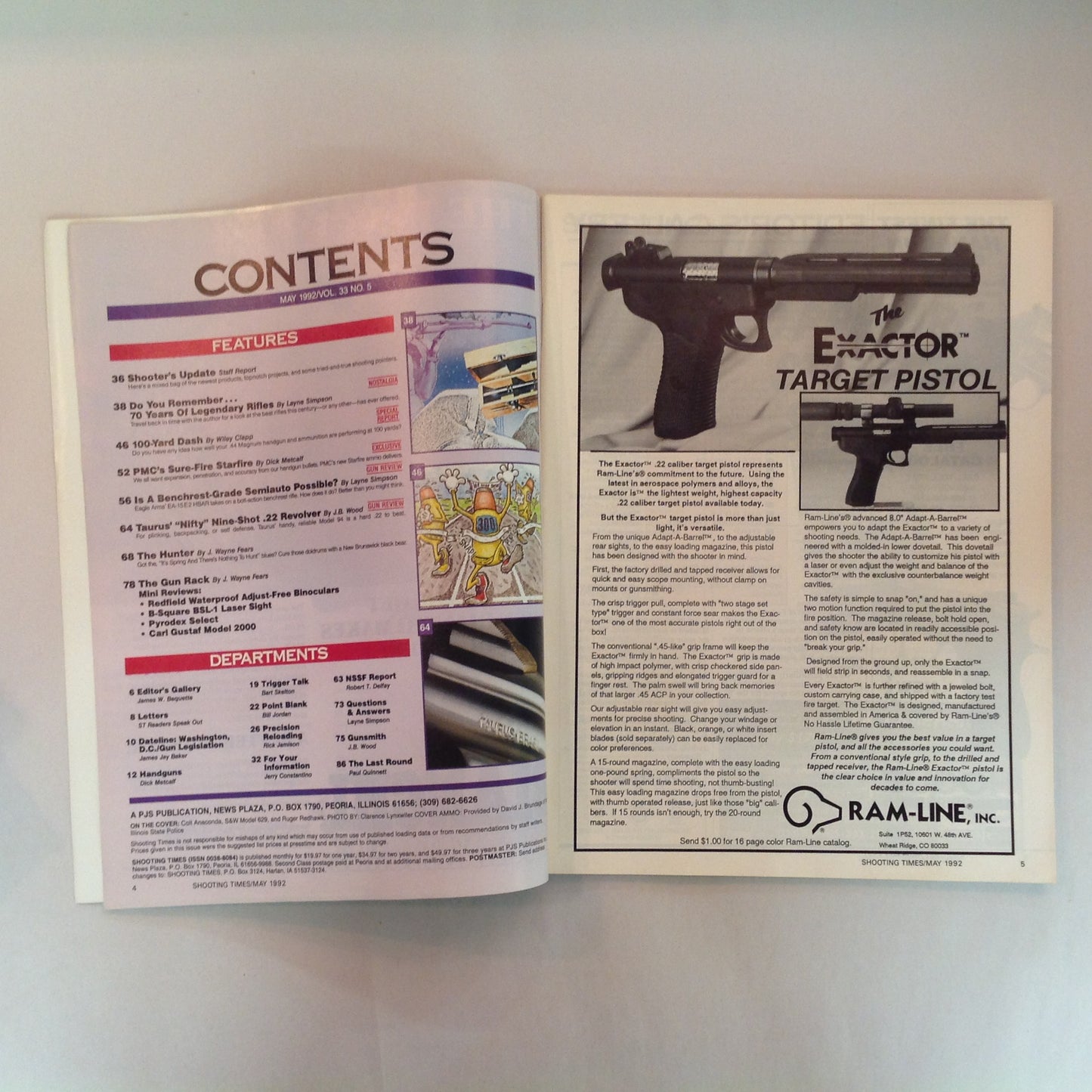 Vintage May 1992 Shooting Times Magazine 100-Yard Dash 1200+ Round Report PMC Rapid Expanding Handgun Ammo