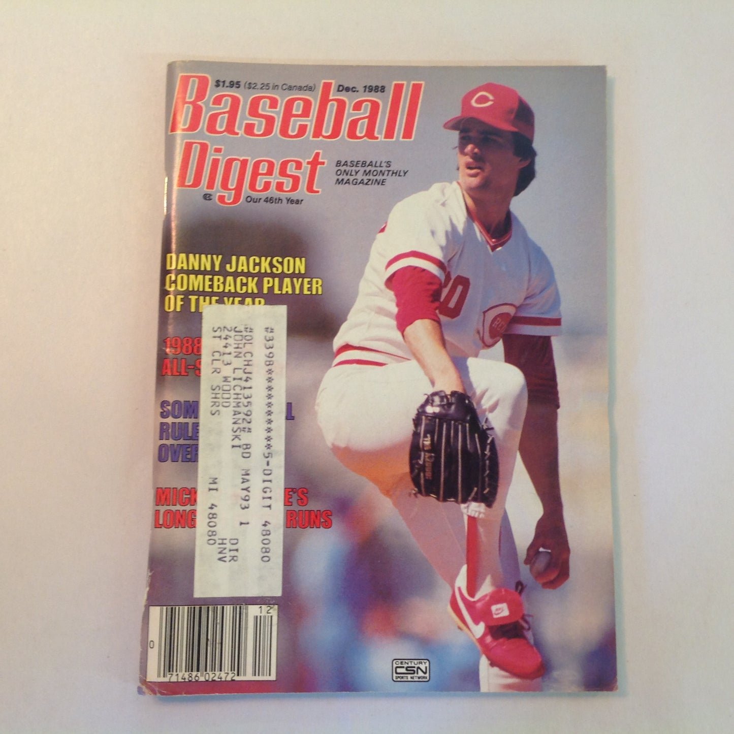 Vintage Dec 1988 Baseball Digest Magazine Danny Jackson: Comeback Player of the Year