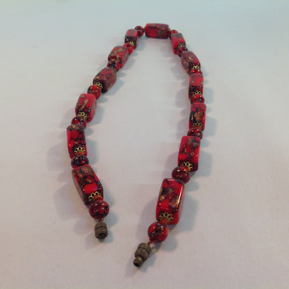 Vintage Murano Venetian Sommerso Glass Goldstone Hand Knotted Necklace