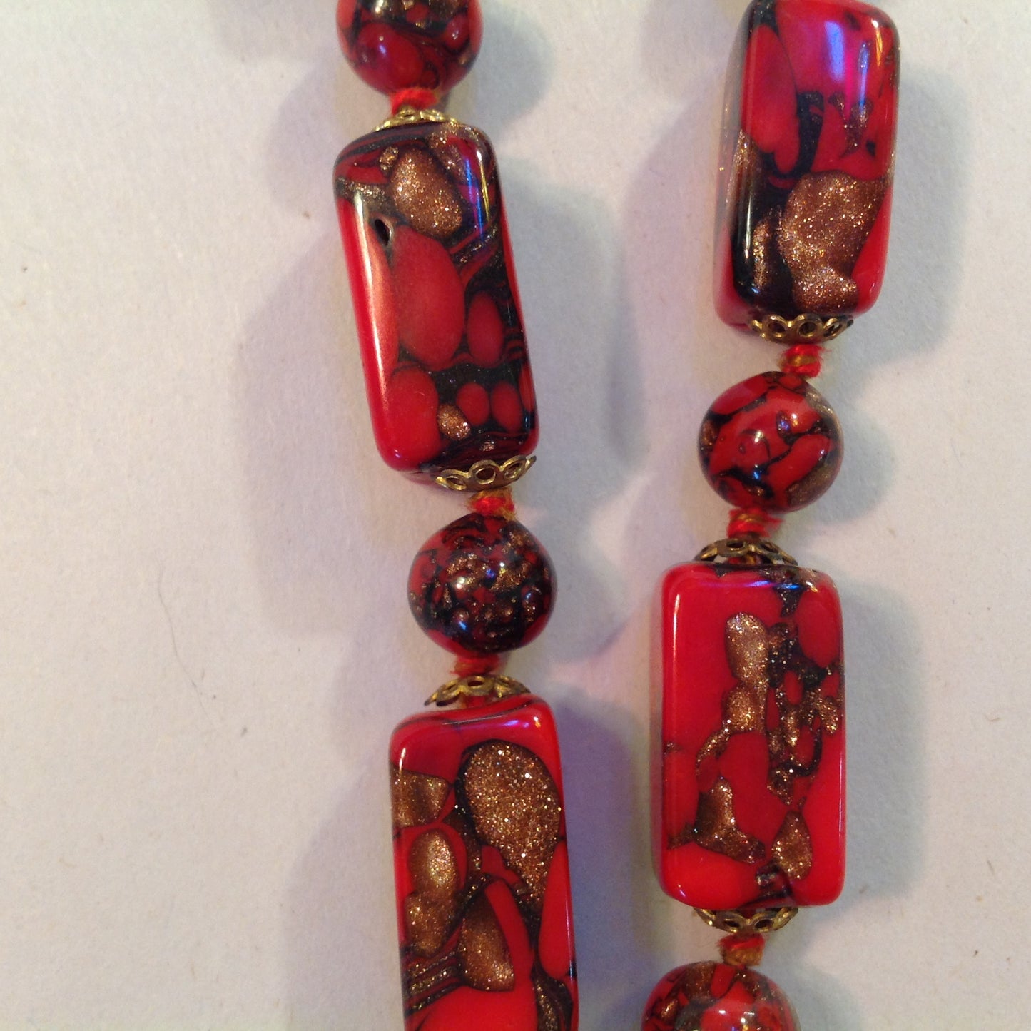 Vintage Murano Venetian Sommerso Glass Goldstone Hand Knotted Necklace