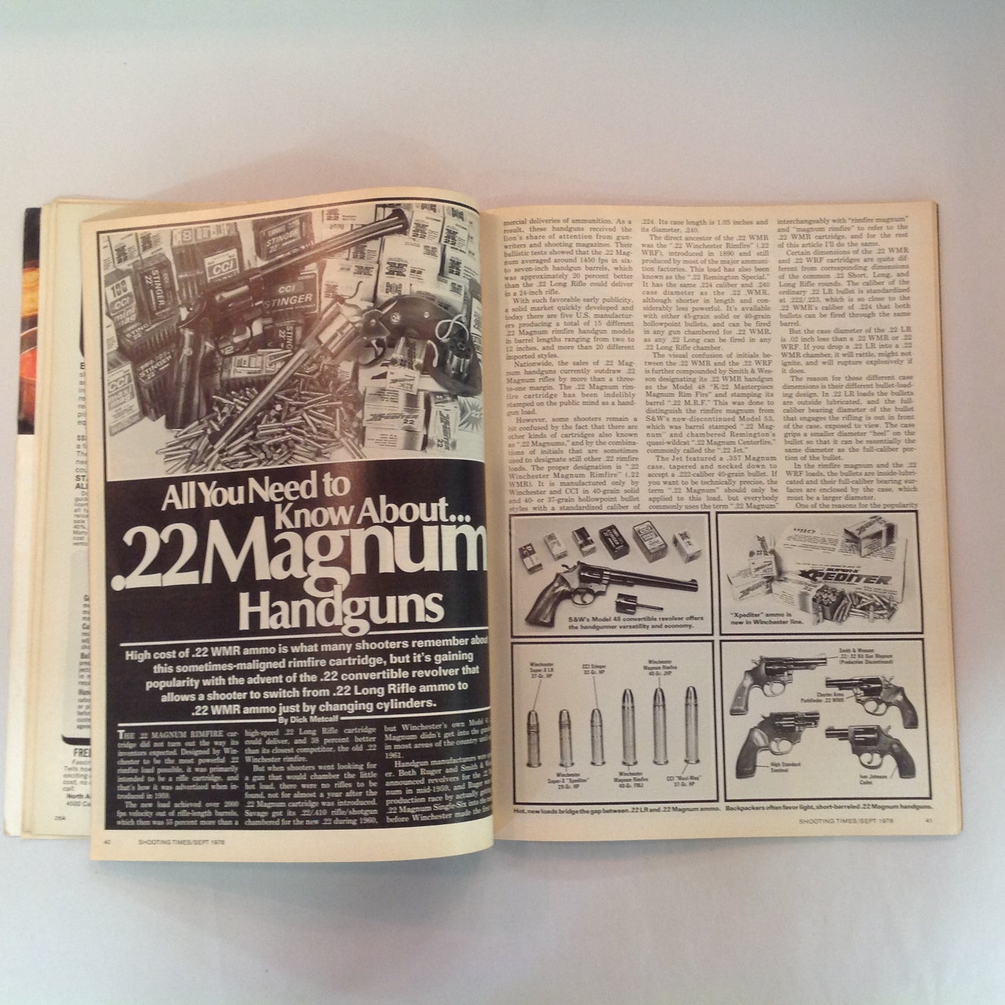 Vintage Sep 1978 Shooting Times Magazine Colt's Ace in the Hole .22 RF in .45 Auto Style Savage M110-S Complete Guide to .22 Magnums