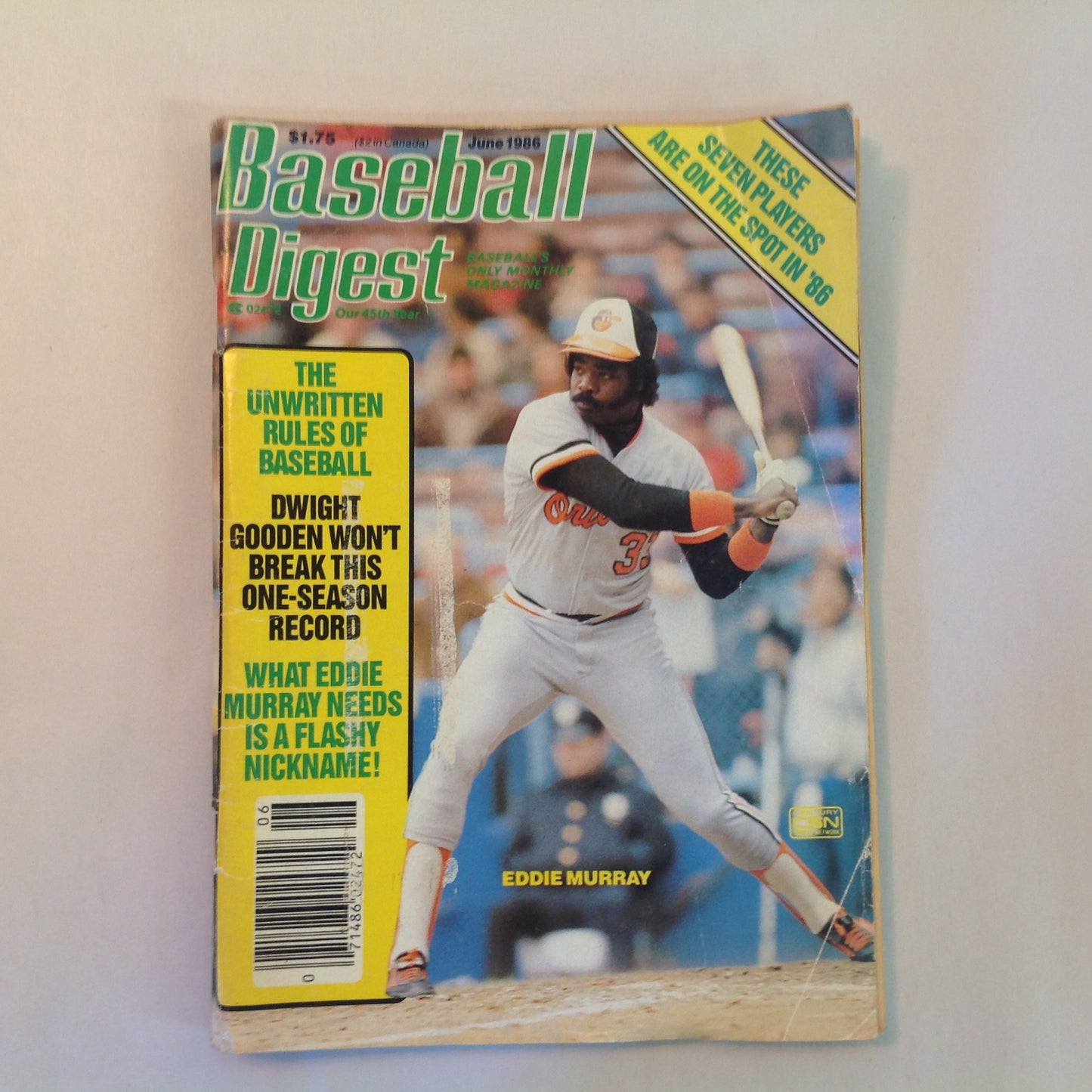 Vintage Jun 1986 Baseball Digest Magazine What Eddie Murray Needs is a Flashy Nickname!