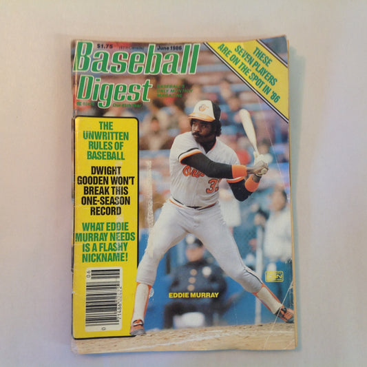 Vintage Jun 1986 Baseball Digest Magazine What Eddie Murray Needs is a Flashy Nickname!