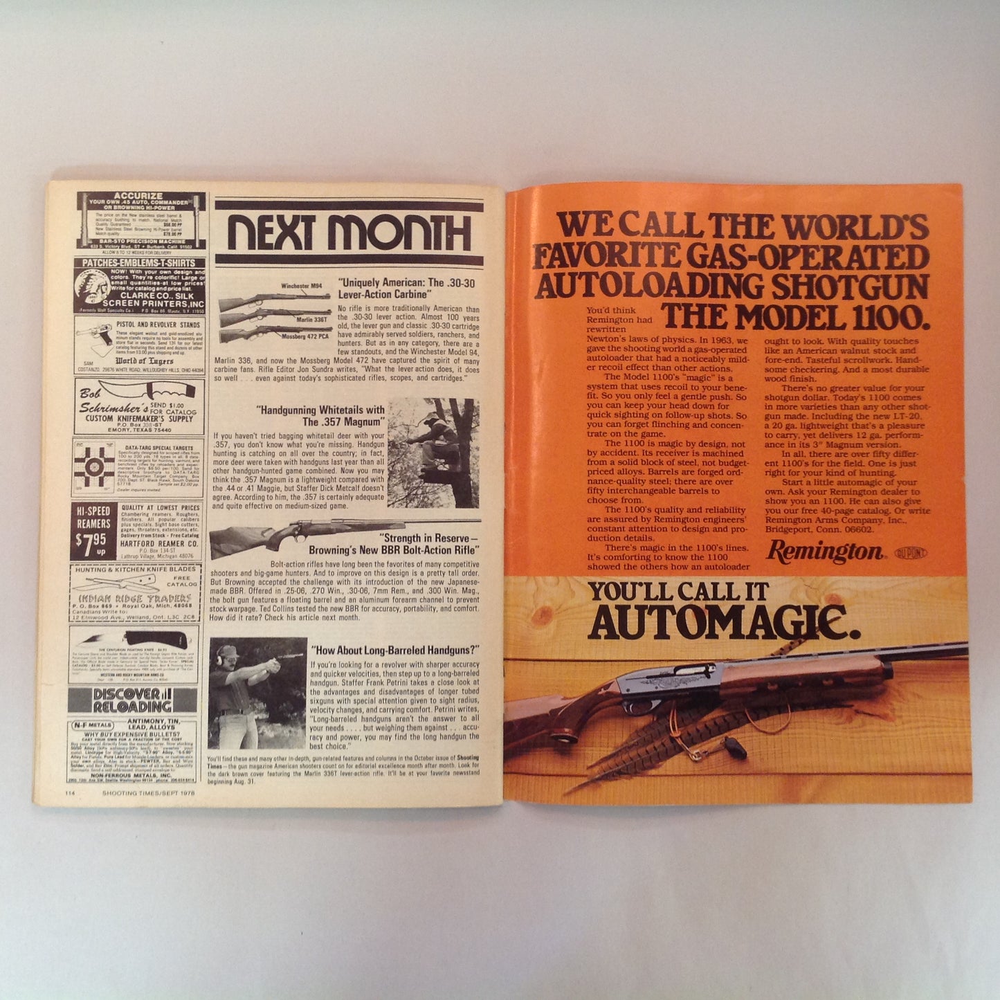 Vintage Sep 1978 Shooting Times Magazine Colt's Ace in the Hole .22 RF in .45 Auto Style Savage M110-S Complete Guide to .22 Magnums