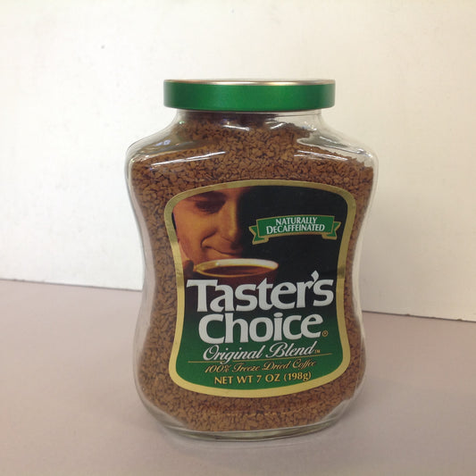 Vintage NOS Taster's Choice Original Blend Freeze Dried Coffee Naturally Decaffinated 7 oz Jar Unopened