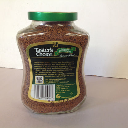 Vintage NOS Taster's Choice Original Blend Freeze Dried Coffee Naturally Decaffinated 7 oz Jar Unopened