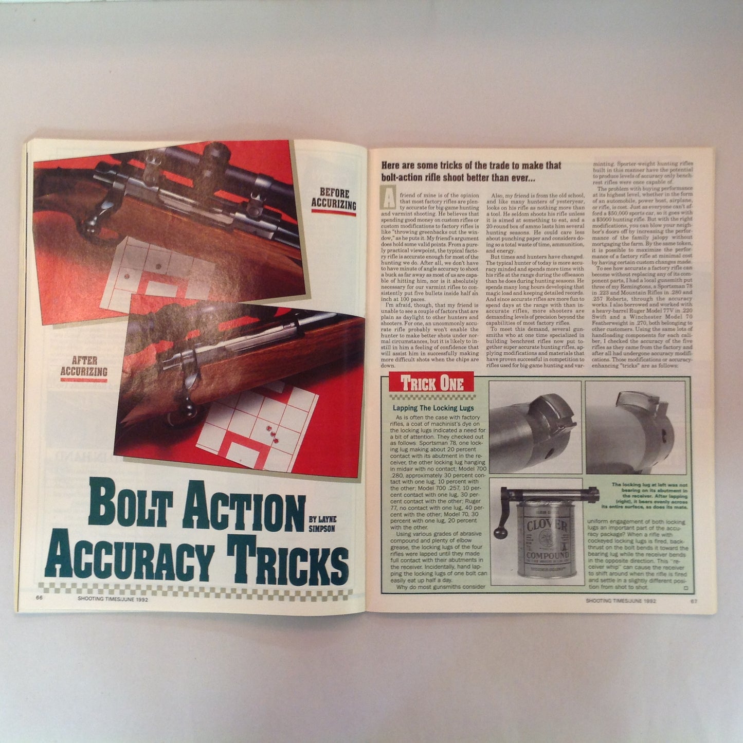 Vintage Jun 1992 Shooting Times Magazine Stainless-Steel Bolt Rifles 10-Shot Revolver .45 Auto Pistols