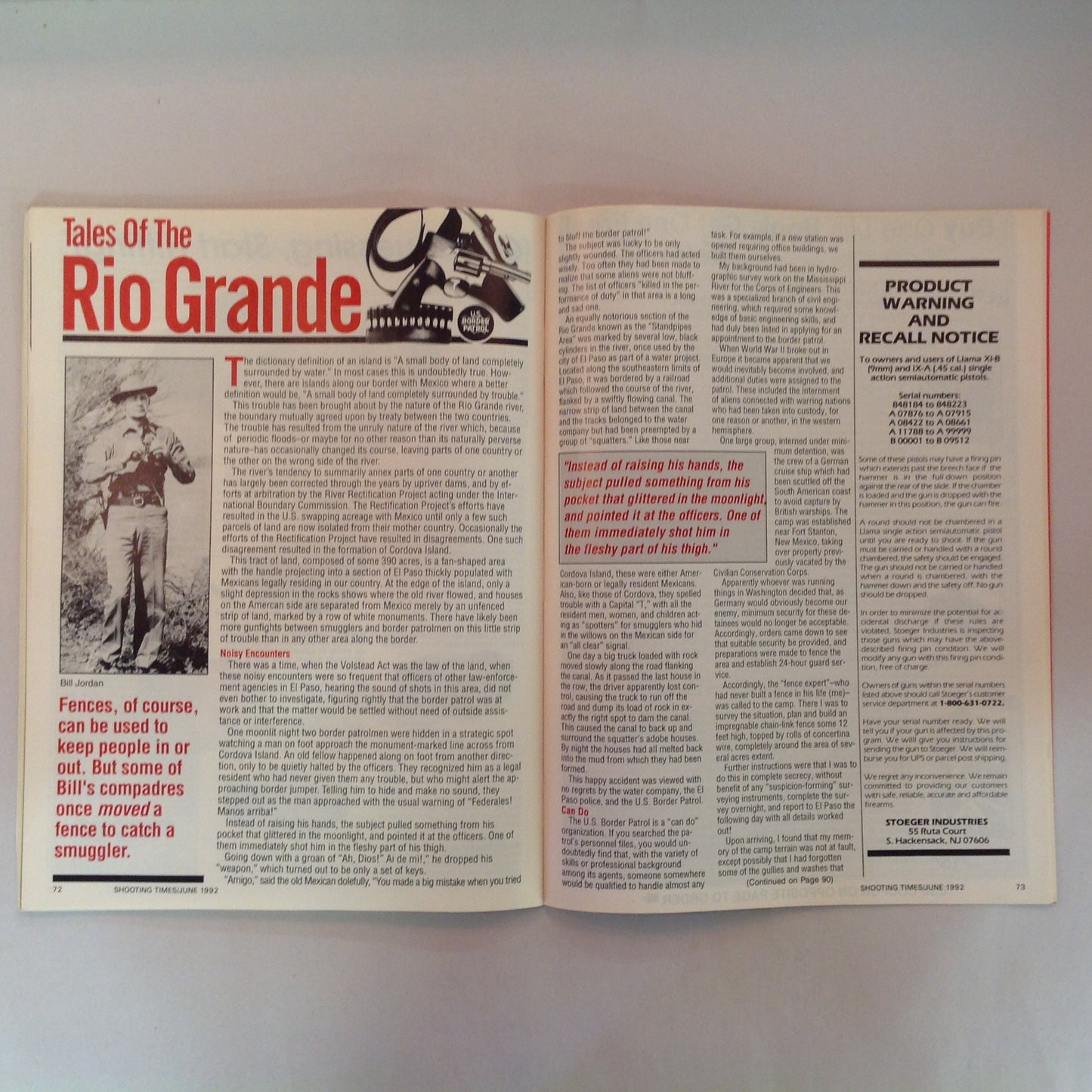 Vintage Jun 1992 Shooting Times Magazine Stainless-Steel Bolt Rifles 10-Shot Revolver .45 Auto Pistols