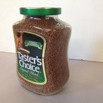 Vintage NOS Taster's Choice Original Blend Freeze Dried Coffee Naturally Decaffinated 7 oz Jar Unopened