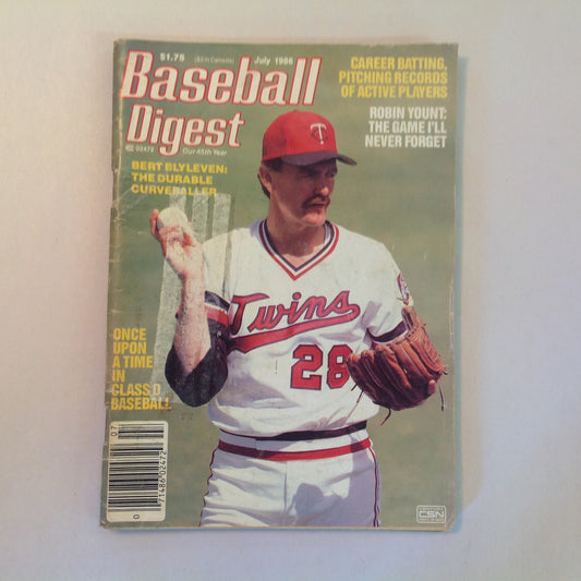 Vintage Jul 1986 Baseball Digest Magazine Bert Blyleven: The Durable Curveballer