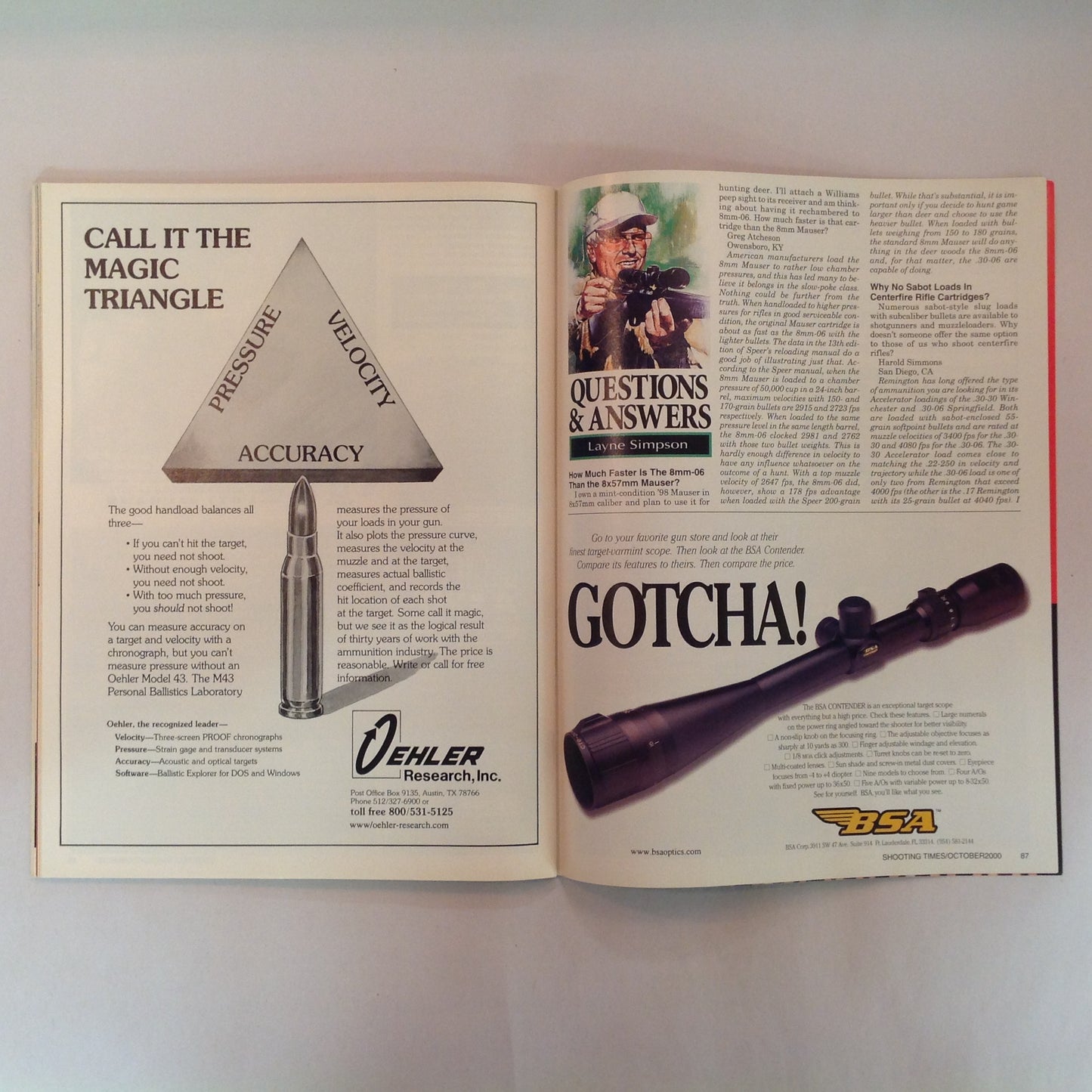 Vintage Oct 2000 Shooting Times Magazine Exclusive: New-Age High-Tech Handguns .460 Rowland Savage Smokeless Powder