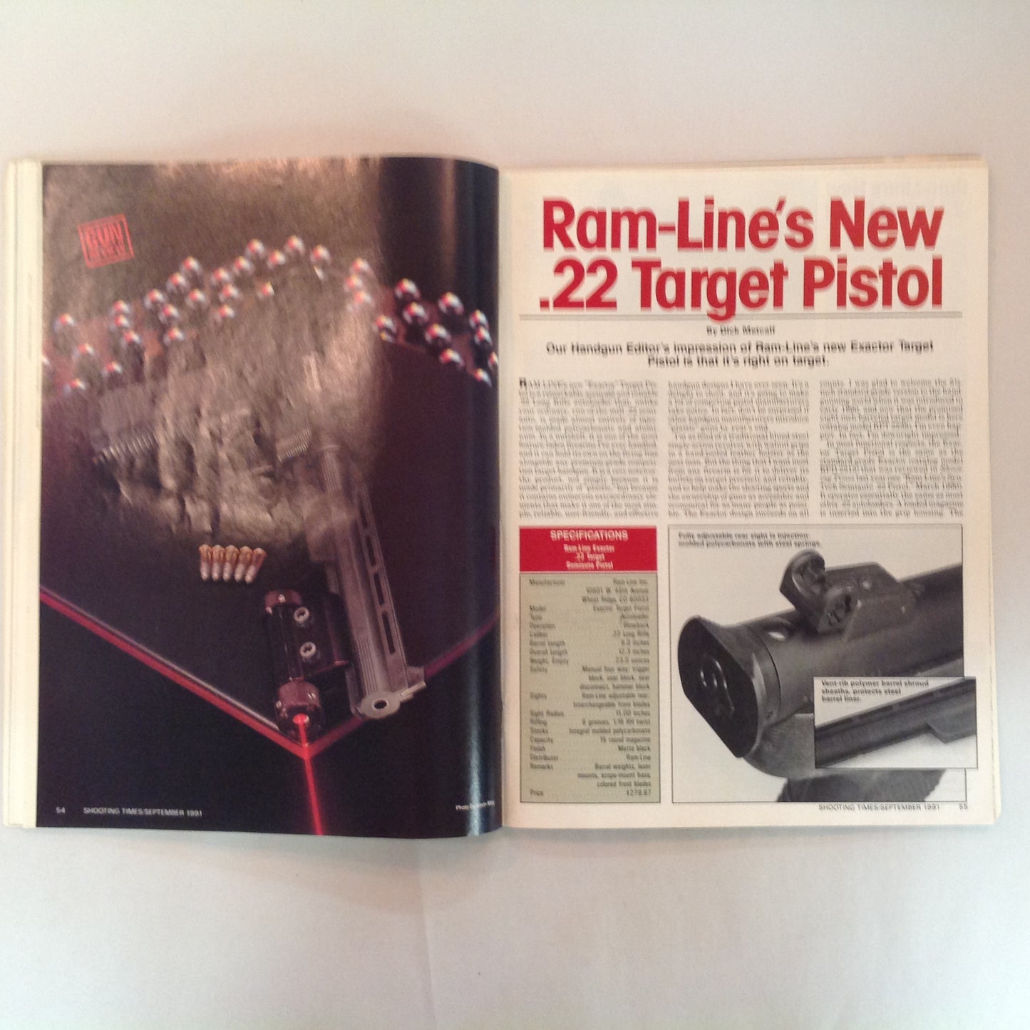 Vintage Sep 1991 Shooting Times Magazine Special Rifle/Handgun Hunting Issue Long-Range Rifle Challenge .475 Magnum Ram-Line .22 Pistol