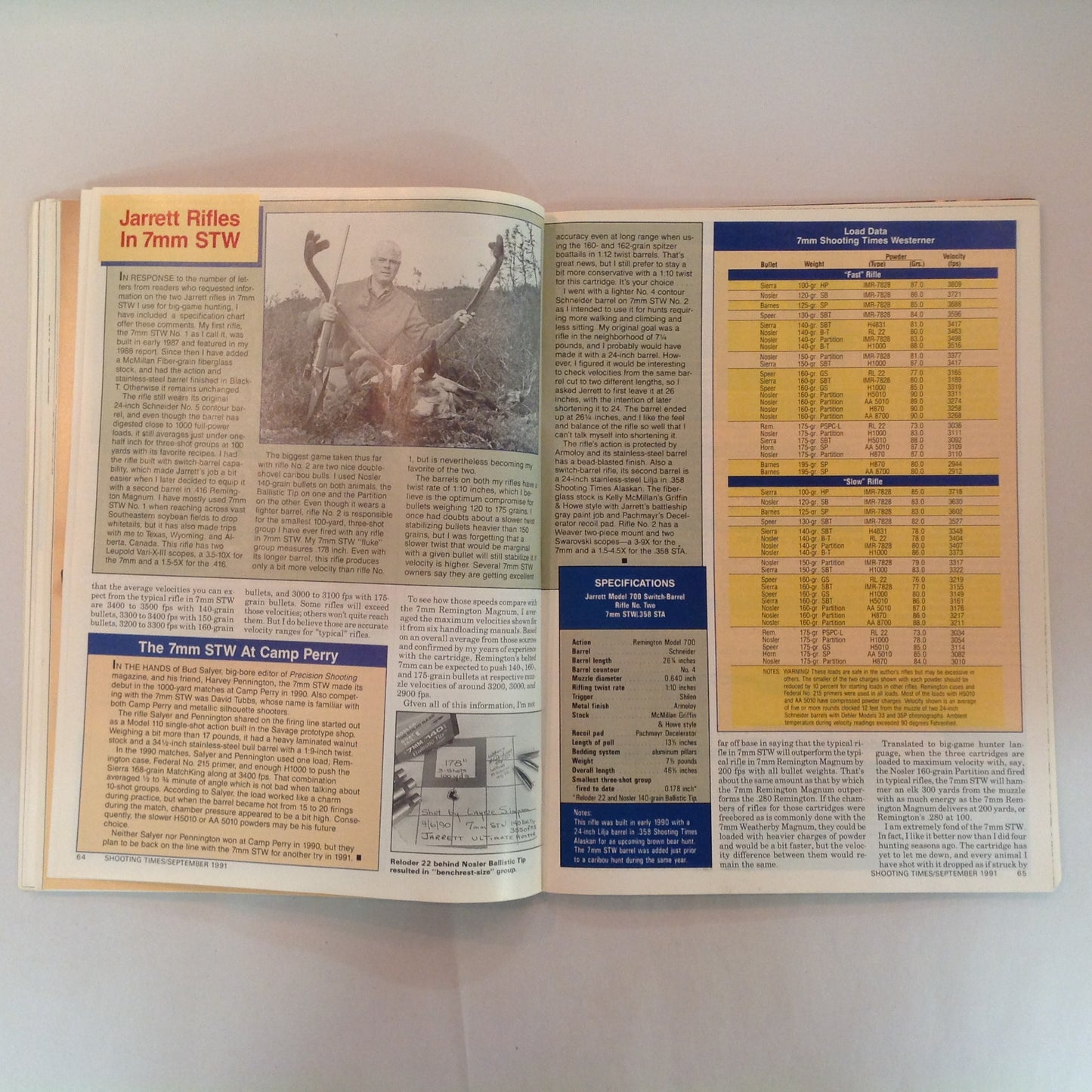 Vintage Sep 1991 Shooting Times Magazine Special Rifle/Handgun Hunting Issue Long-Range Rifle Challenge .475 Magnum Ram-Line .22 Pistol