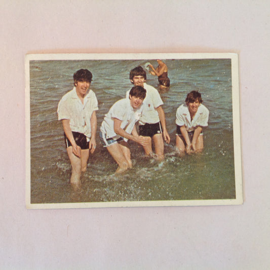 Vintage 1964 Topps Beatles Color Cards 5 Beatles in the Surf John Paul George Ringo