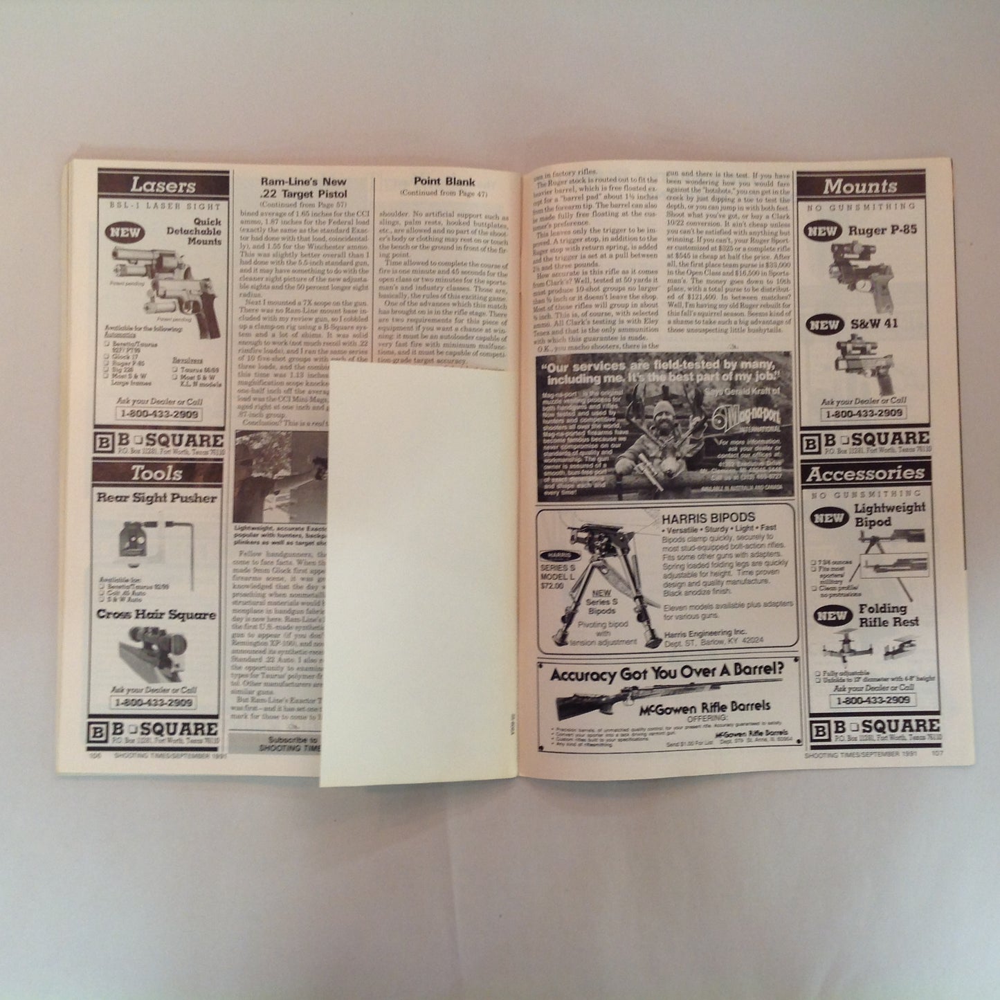 Vintage Sep 1991 Shooting Times Magazine Special Rifle/Handgun Hunting Issue Long-Range Rifle Challenge .475 Magnum Ram-Line .22 Pistol