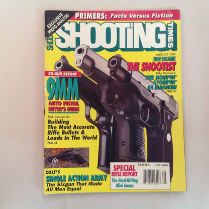 Vintage Aug 1993 Shooting Times Magazine 35-Gun Report: 9mm Auto Pistol Buyer's Guide Special Rifle Report