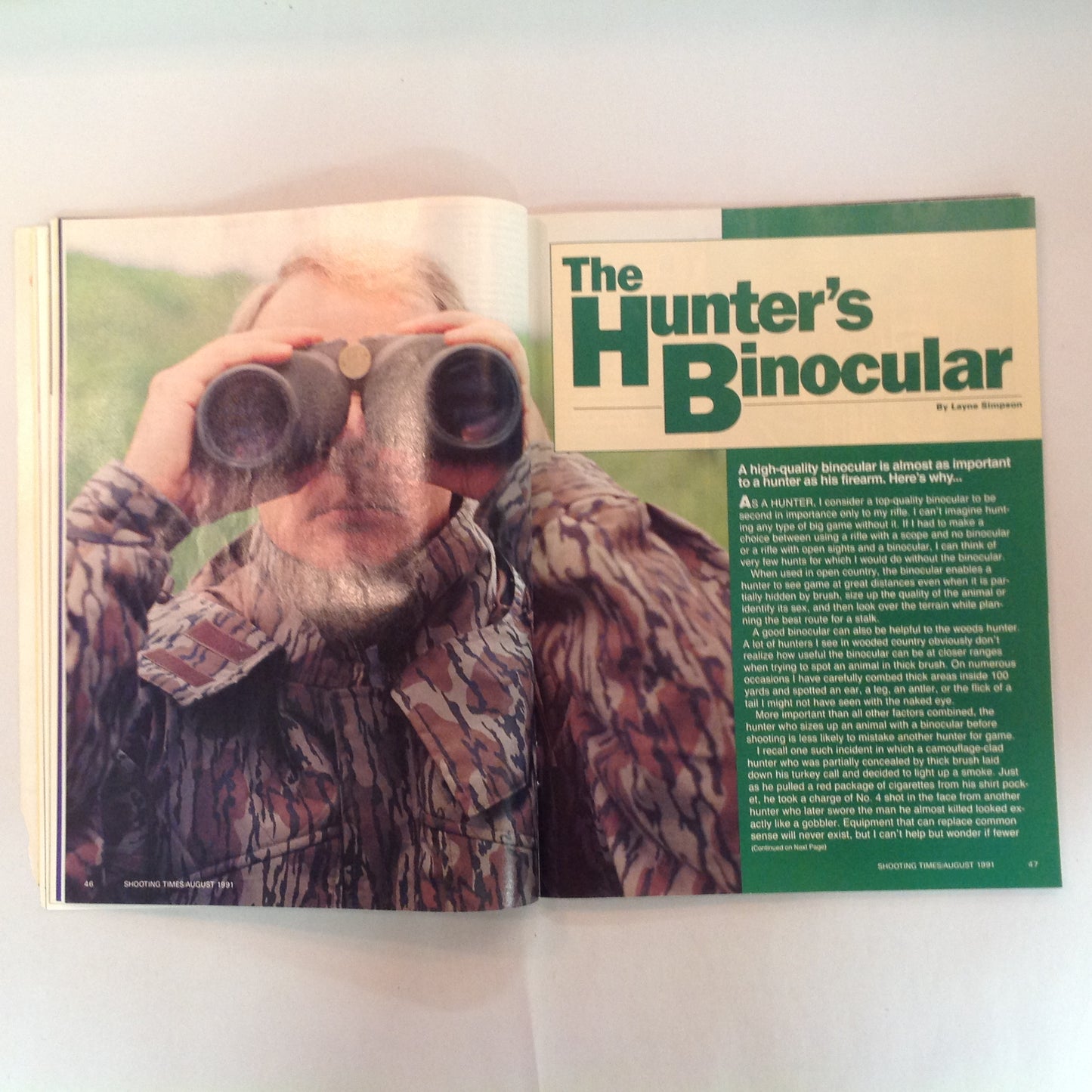 Vintage Aug 1991 Shooting Times Magazine Ruger's .45 Auto Is Ready Colt's .223 Binoculars for Hunting