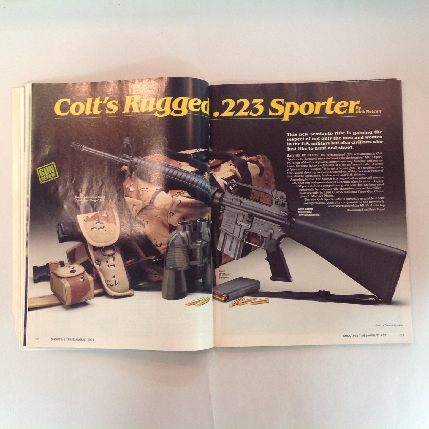 Vintage Aug 1991 Shooting Times Magazine Ruger's .45 Auto Is Ready Colt's .223 Binoculars for Hunting