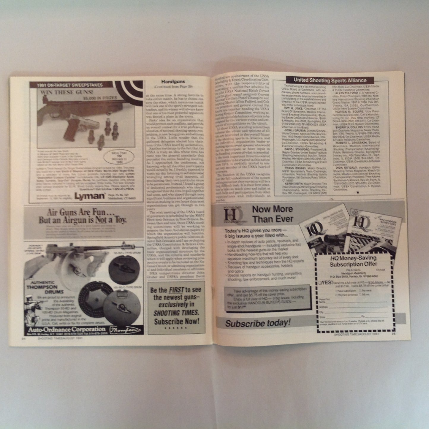 Vintage Aug 1991 Shooting Times Magazine Ruger's .45 Auto Is Ready Colt's .223 Binoculars for Hunting