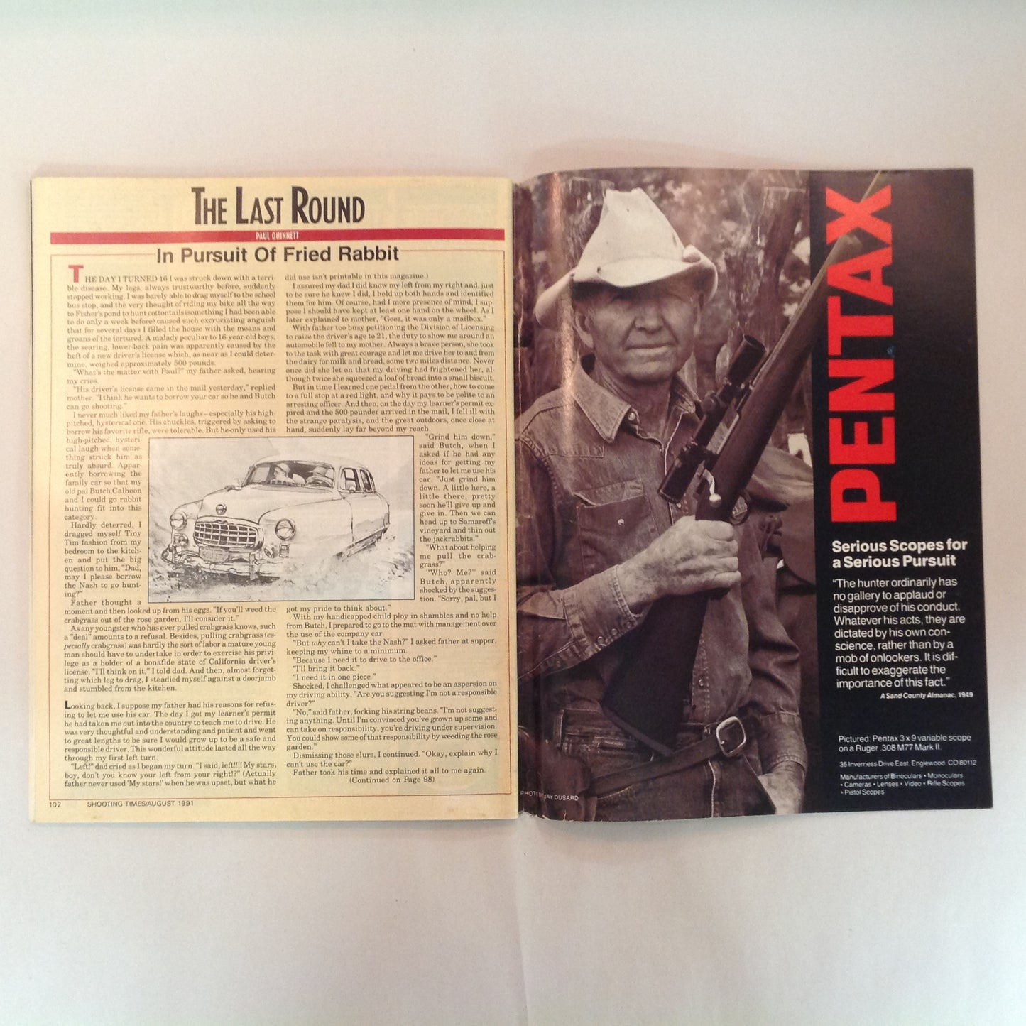 Vintage Aug 1991 Shooting Times Magazine Ruger's .45 Auto Is Ready Colt's .223 Binoculars for Hunting