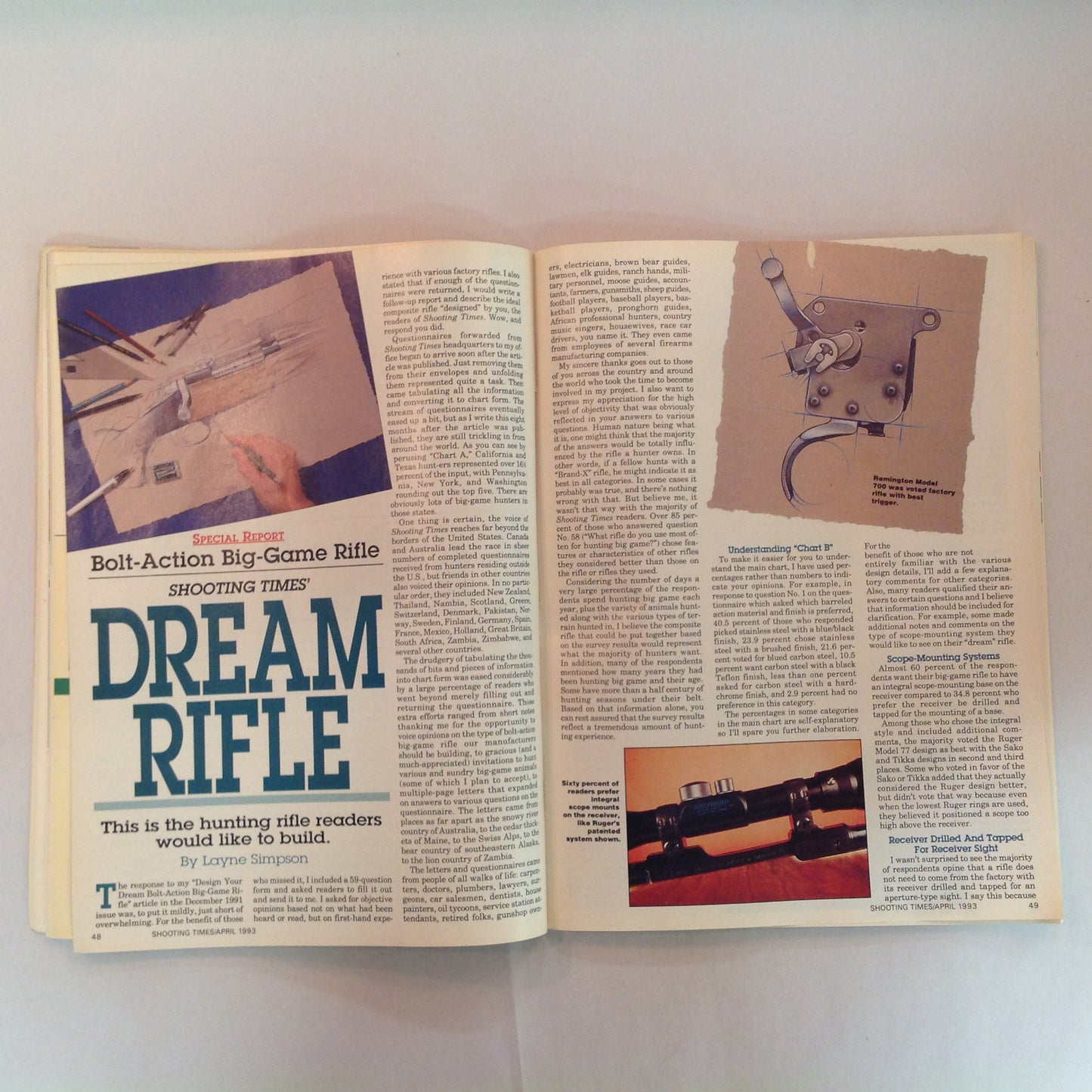Vintage Apr 1993 Shooting Times Magazine High-Capacity Auto Pistols Top 25 Rifle Cartridges Handgun Hunting Challenge