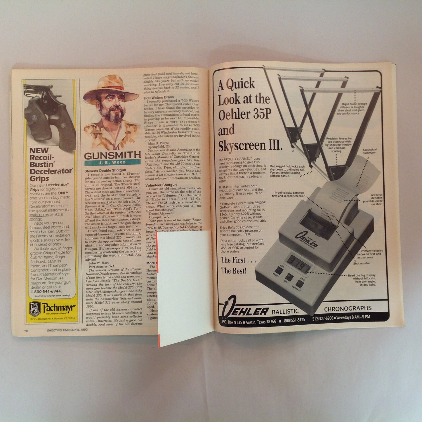 Vintage Apr 1993 Shooting Times Magazine High-Capacity Auto Pistols Top 25 Rifle Cartridges Handgun Hunting Challenge