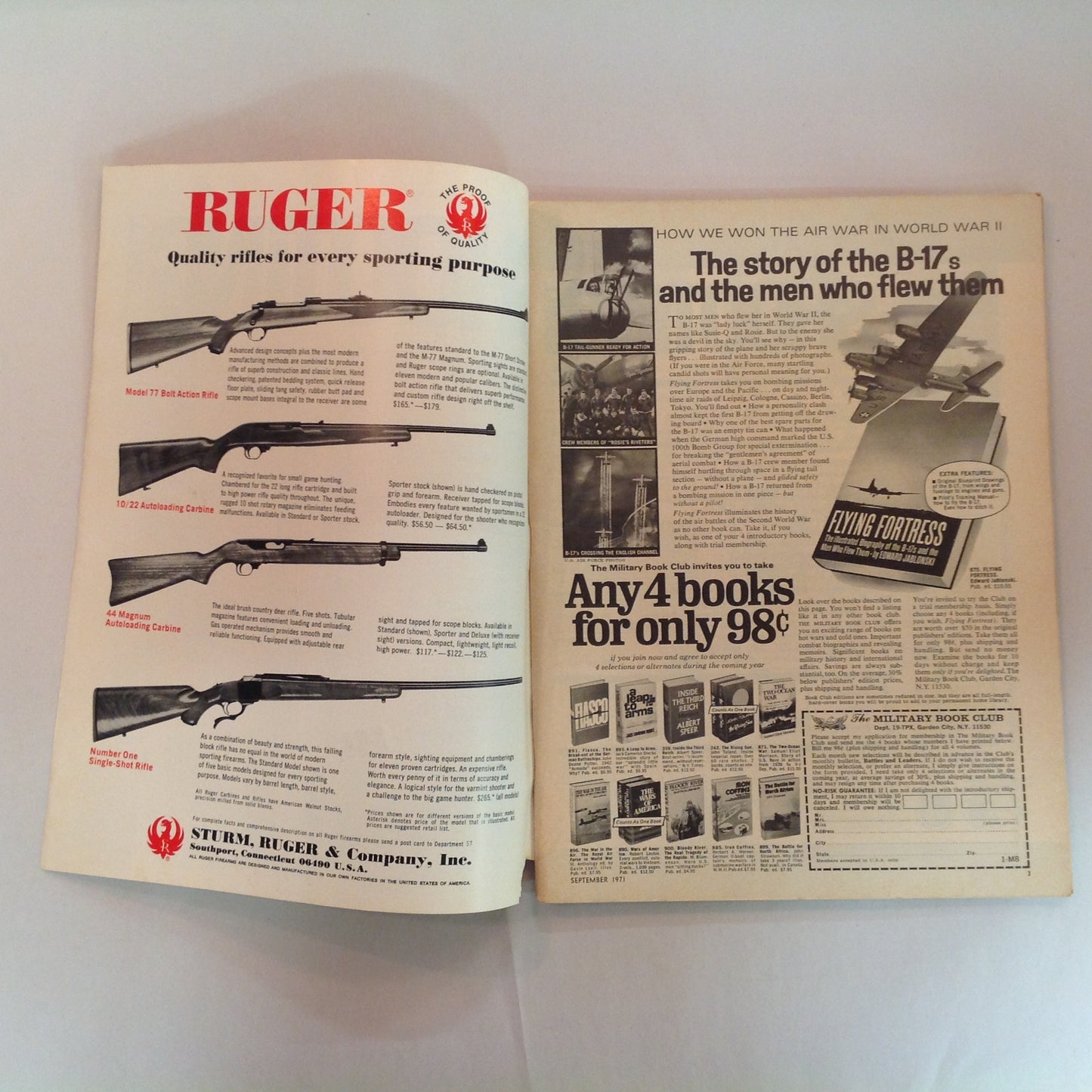 Vintage Sep 1971 Shooting Times Magazine Savage .250-3000 Handgunner's Delight 10 FAQ About Shotguns