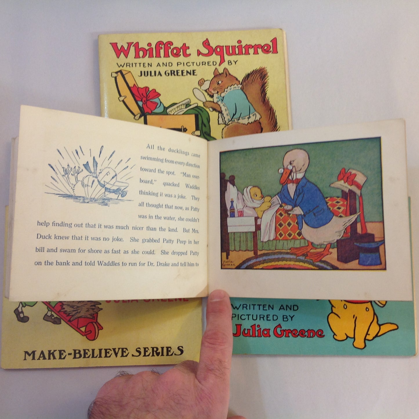 Vintage 1917 Children's Paperback MAKE BELIEVE GIFT BOX Four Volume Book Set Julia Greene