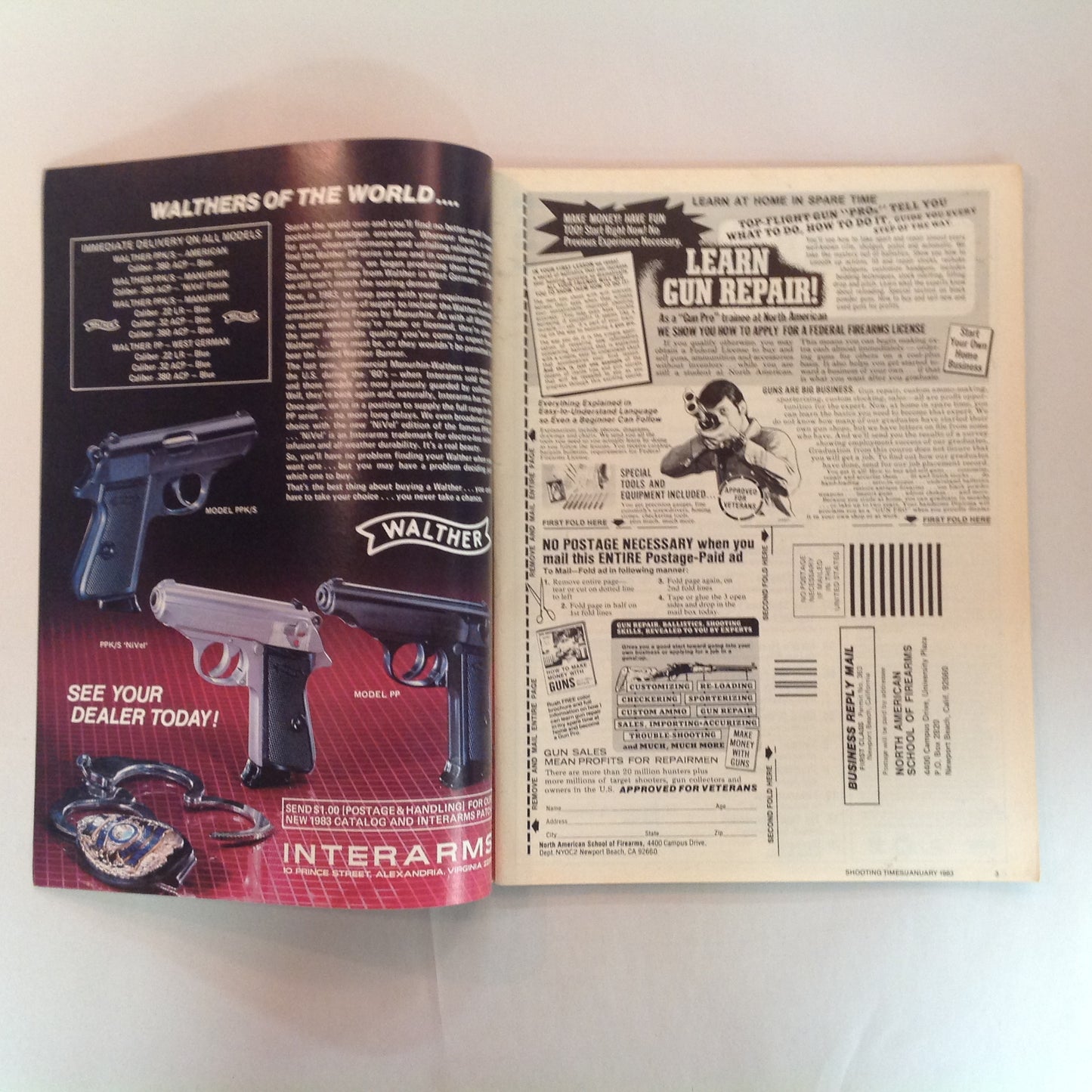 Vintage Jan 1983 Shooting Times Magazine Dan Wesson's First Stainless M715 .357 Magnum Handloading Bonus Fiberthane Stock