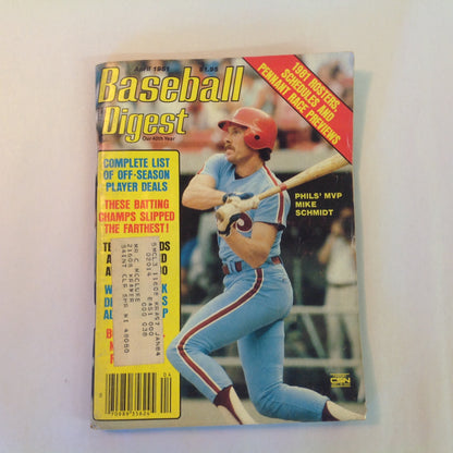 Vintage Apr 1981 Baseball Digest Magazine 1981 Rosters, Schedules and Pennant Race Previews Phils' MVP Mike Schmidt