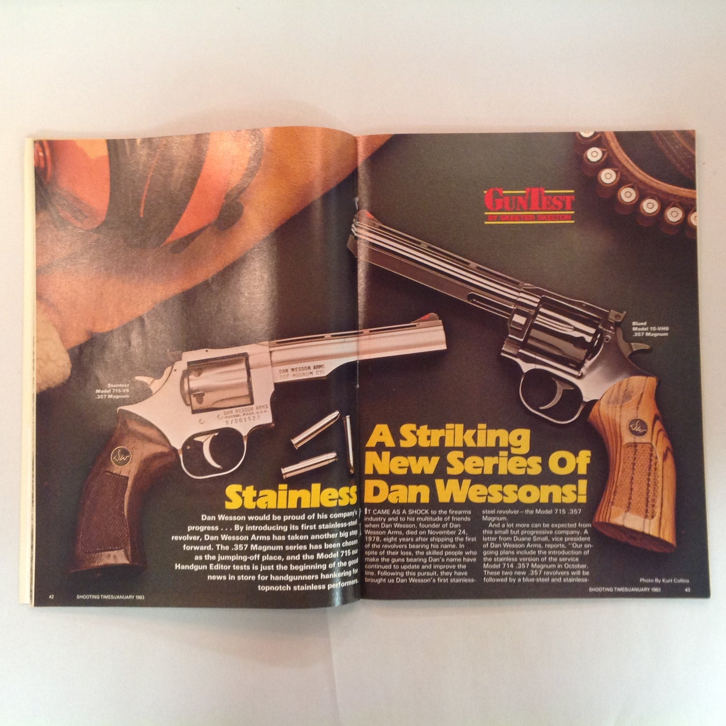 Vintage Jan 1983 Shooting Times Magazine Dan Wesson's First Stainless M715 .357 Magnum Handloading Bonus Fiberthane Stock