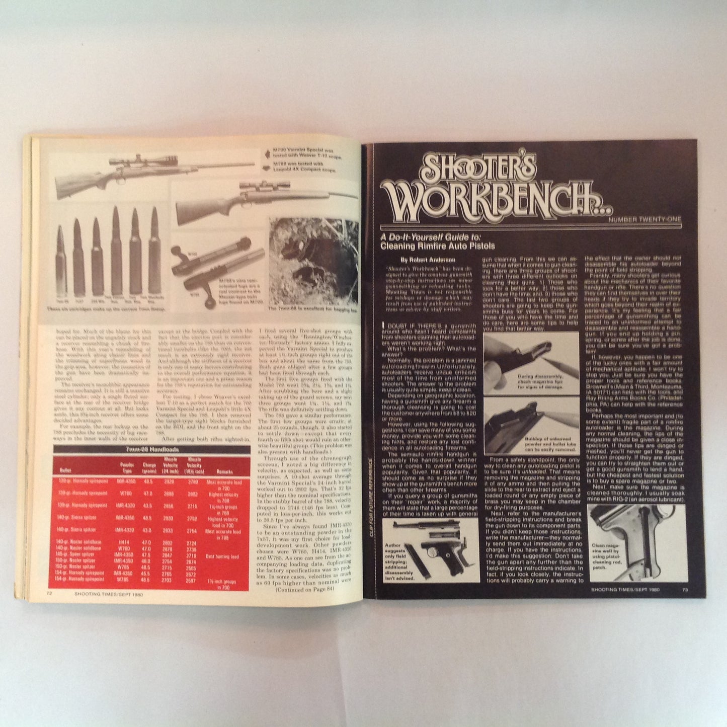 Vintage Sep 1980 Shooting Times Magazine Remington's New M788 In .243 CF Rifles Special Hunting-Ammo Report Weatherby's First Pistol