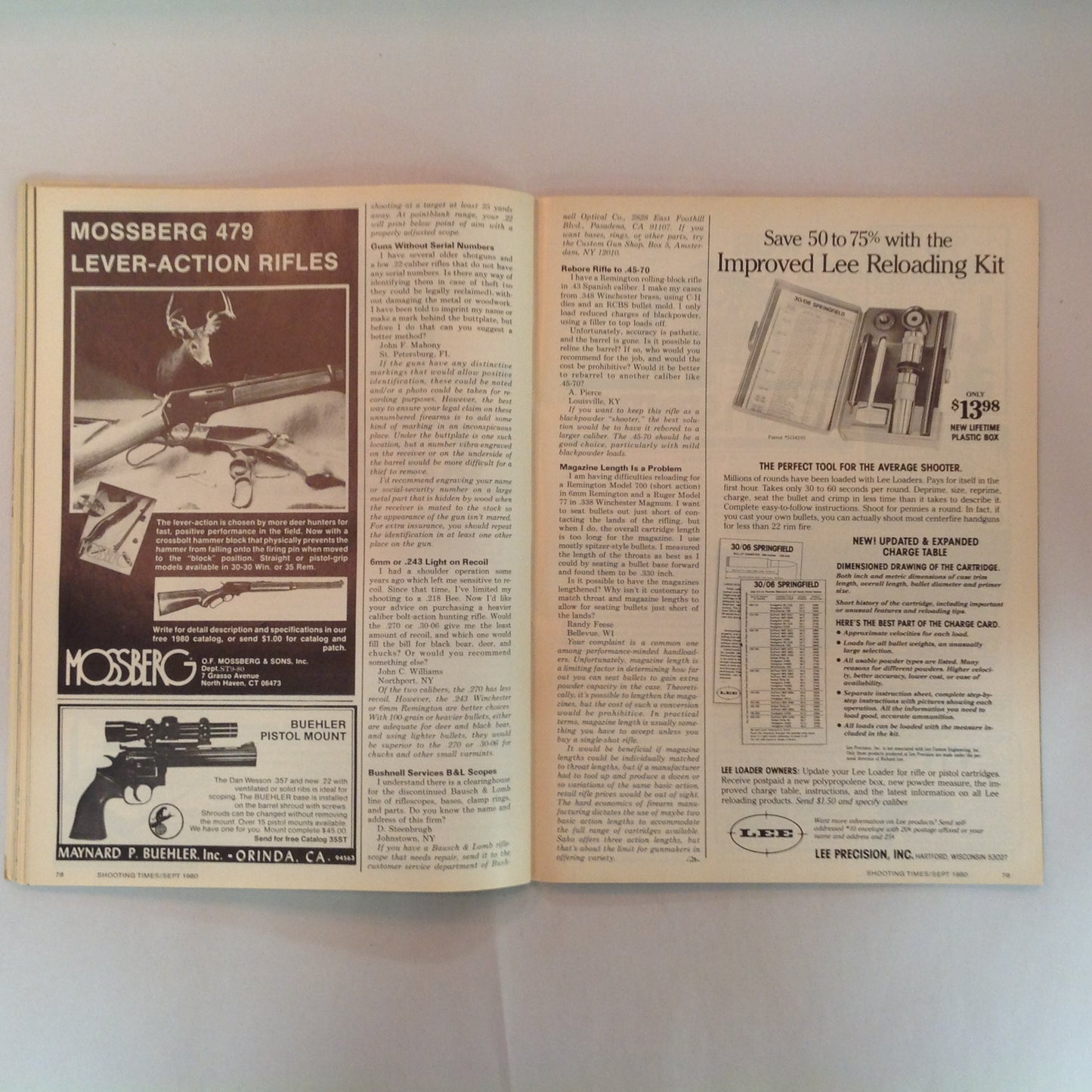 Vintage Sep 1980 Shooting Times Magazine Remington's New M788 In .243 CF Rifles Special Hunting-Ammo Report Weatherby's First Pistol