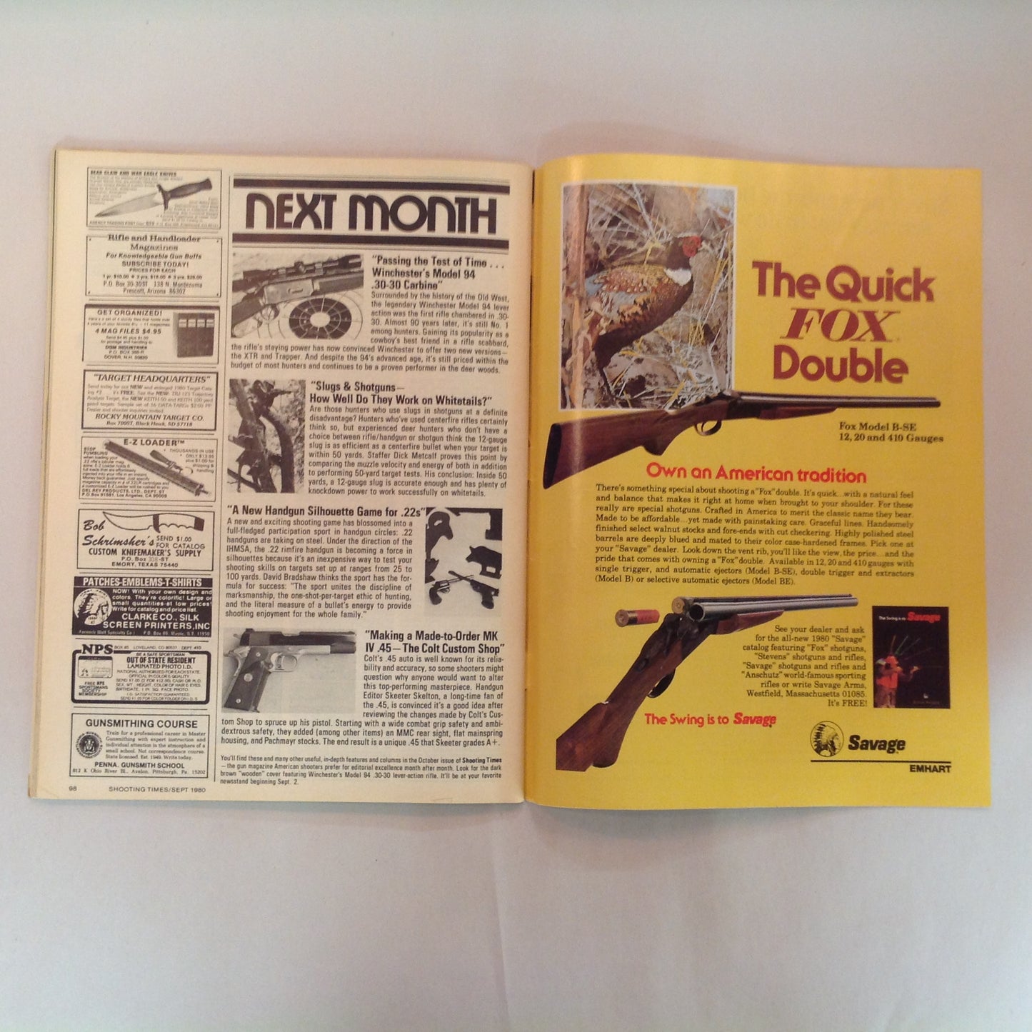 Vintage Sep 1980 Shooting Times Magazine Remington's New M788 In .243 CF Rifles Special Hunting-Ammo Report Weatherby's First Pistol