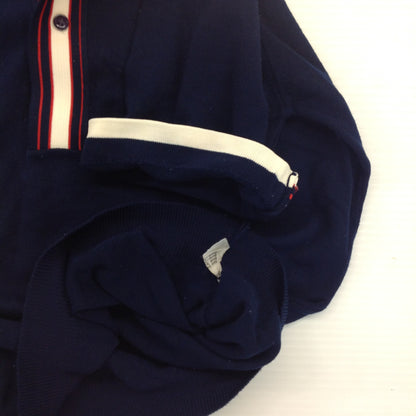 Vintage 1970's Puritan Ban-Lon Knit Short Sleeve Collared Shirt Red White Navy Blue