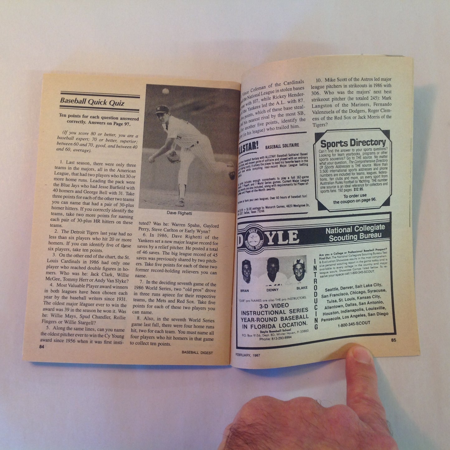 Vintage Feb 1987 Baseball Digest Magazine Sid Fernandez: The Mets' Unsung Hero