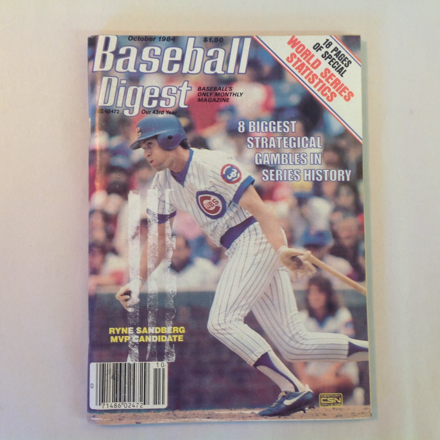 Vintage Oct 1984 Baseball Digest Magazine 18 Pages of Special World Series Statistics Ryne Sandberg MVP Candidate