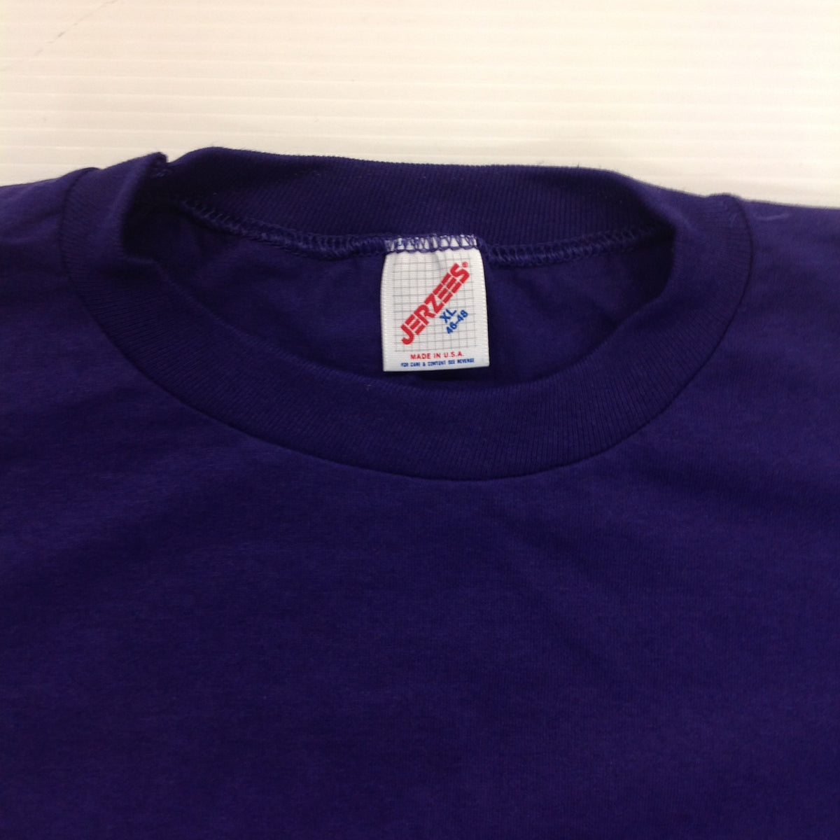 Vintage NOS 1990's Purple XL Jerzees Single Stitch Collar Cuffs Double-Stitch Hem
