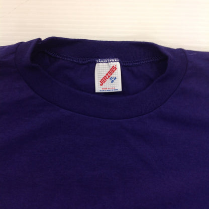 Vintage NOS 1990's Purple XL Jerzees Single Stitch Collar Cuffs Double-Stitch Hem