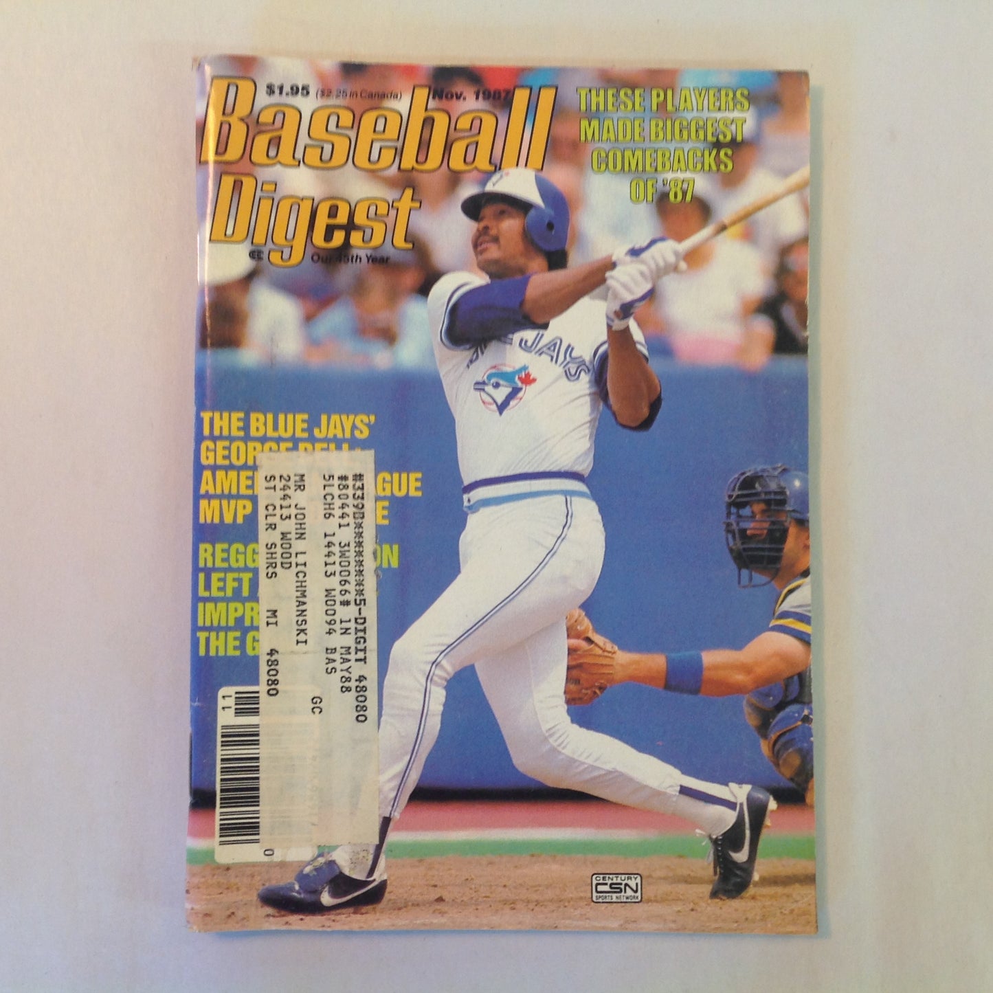 Vintage Nov 1987 Baseball Digest Magazine The Blue Jays' George Bell American League MVP Candidate