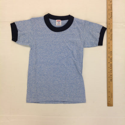Vintage NOS 1980's Jerzees By Russell Blue CHILD'S Ringer T-Shirt Kids S 6-8