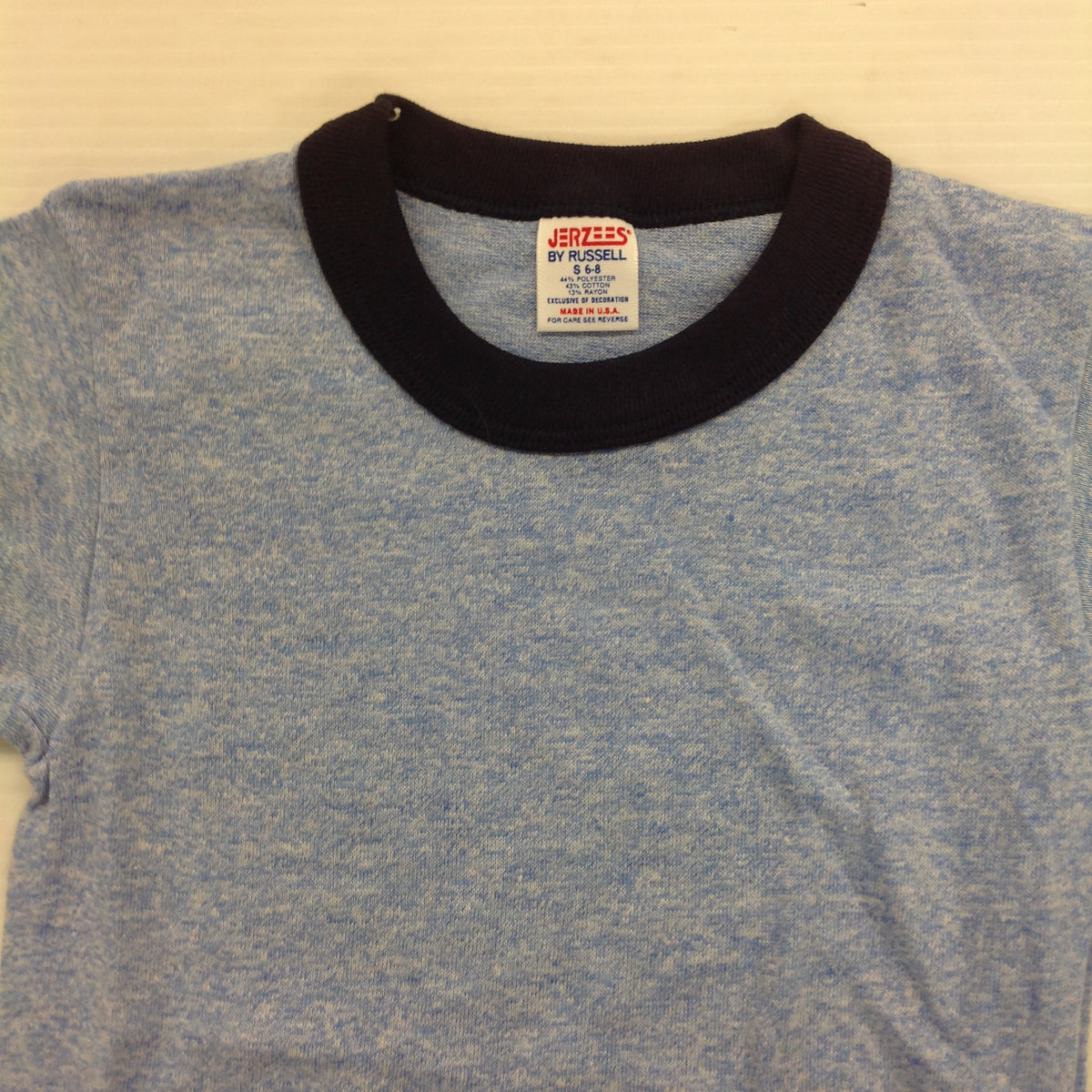 Vintage NOS 1980's Jerzees By Russell Blue CHILD'S Ringer T-Shirt Kids S 6-8