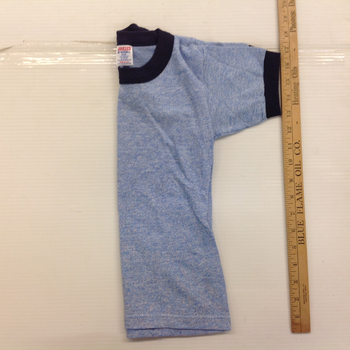 Vintage NOS 1980's Jerzees By Russell Blue CHILD'S Ringer T-Shirt Kids S 6-8