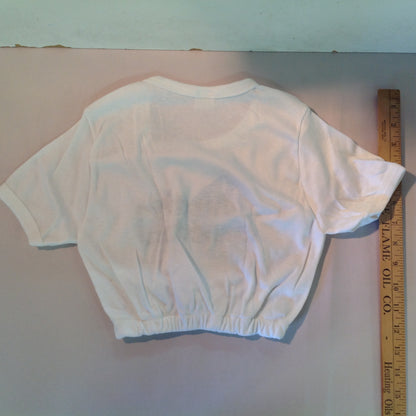 Vintage Chrysler Dodge Direct Connection White Mid Riff Crop Top 1/2 Shirt Adult Medium Child Sized (?)
