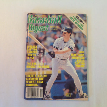 Vintage Feb 1985 Baseball Digest Magazine Don Mattingly: American League Batting Champ