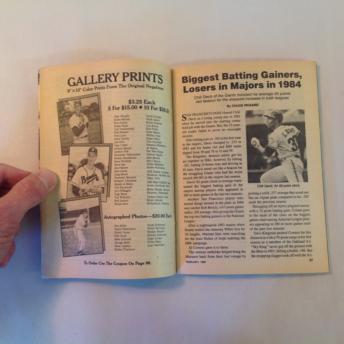 Vintage Feb 1985 Baseball Digest Magazine Don Mattingly: American League Batting Champ