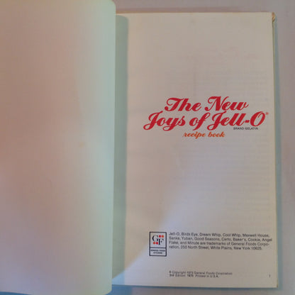 Vintage 1975 Hardcover Cookbook The New Joys of Jell-O Gelatin Dessert Recipe Book