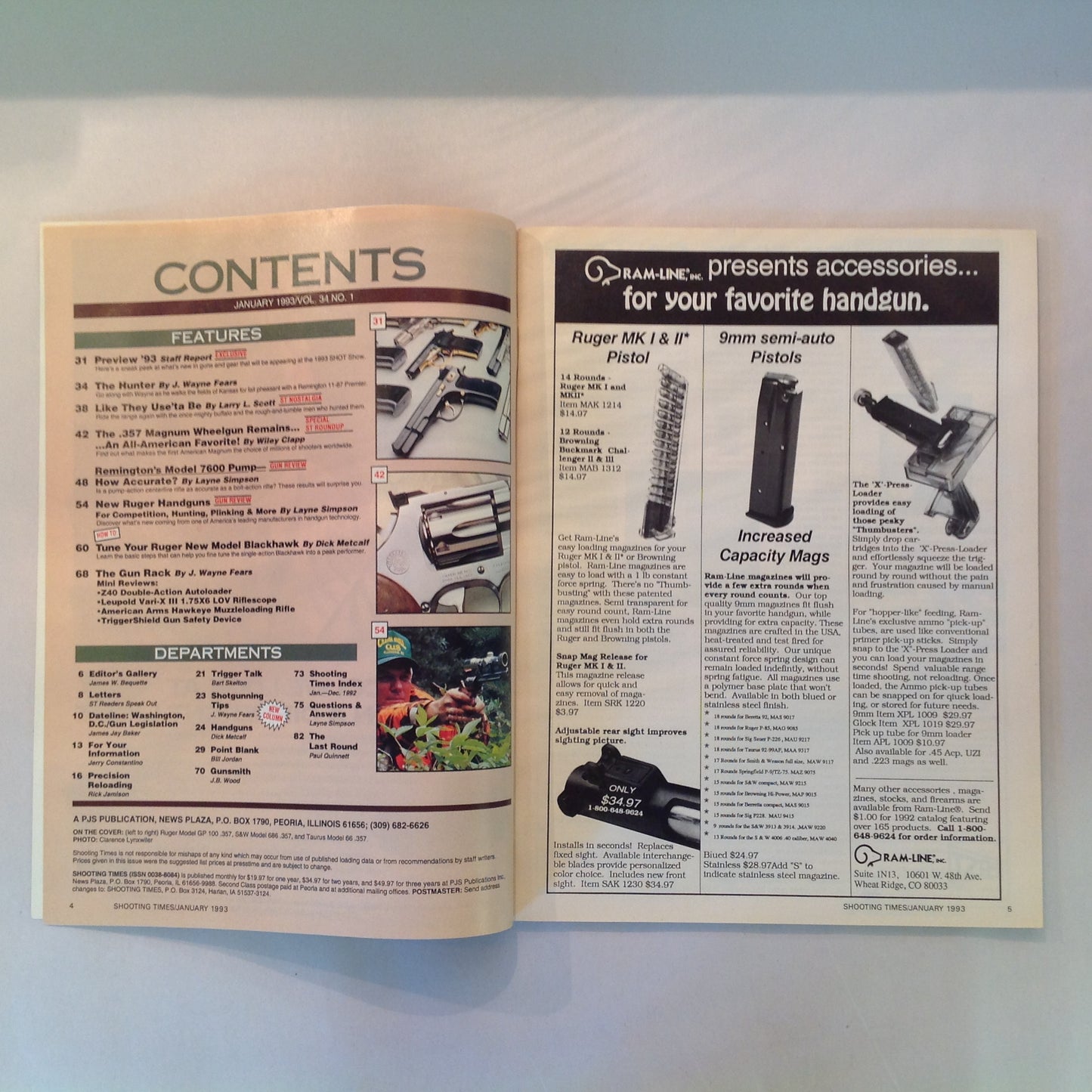 Vintage Jan 1993 Shooting Times Magazine .357 Fire and Fury '93 Preview Fine-Tune Ruger Revolver