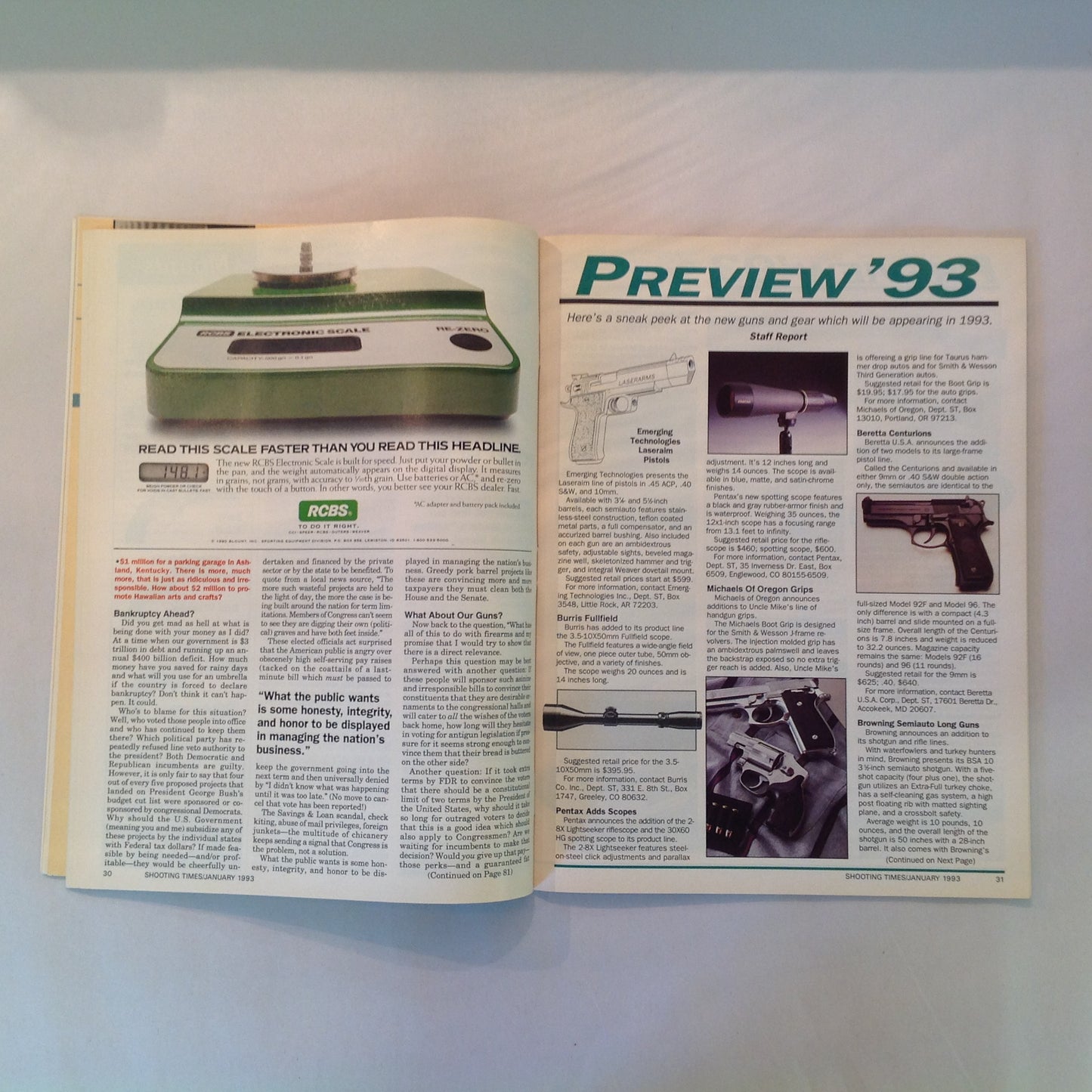 Vintage Jan 1993 Shooting Times Magazine .357 Fire and Fury '93 Preview Fine-Tune Ruger Revolver